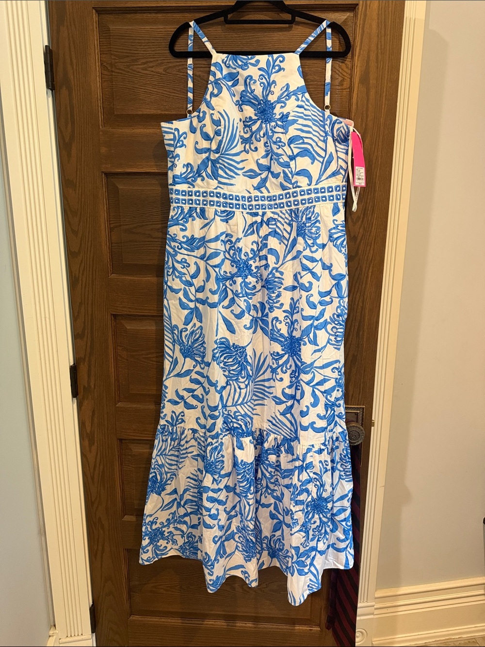 Lilly Pulitzer Blue and White Floral Sundress. Glisten in the Sun. Charlese Maxi - Picture 1 of 2